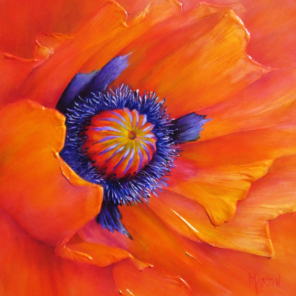 Original Acrylic poppy painting by Artist on Tour Artist Debra Martin