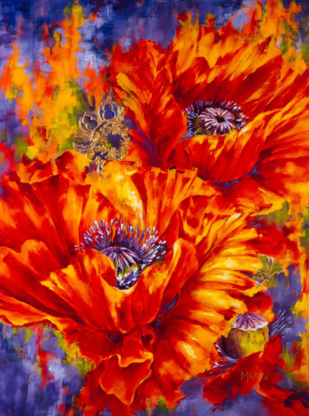 Original Acrylic Floral painting by Artist on Tour Artist Debra Martin