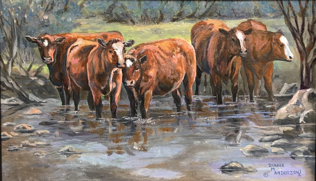 Watering Hole original Oil painting by Canadian artist Diane M Anderson