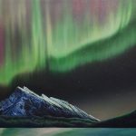 Mount Rundle Aurora original acrylic painting by Canadian artist Darren Haley