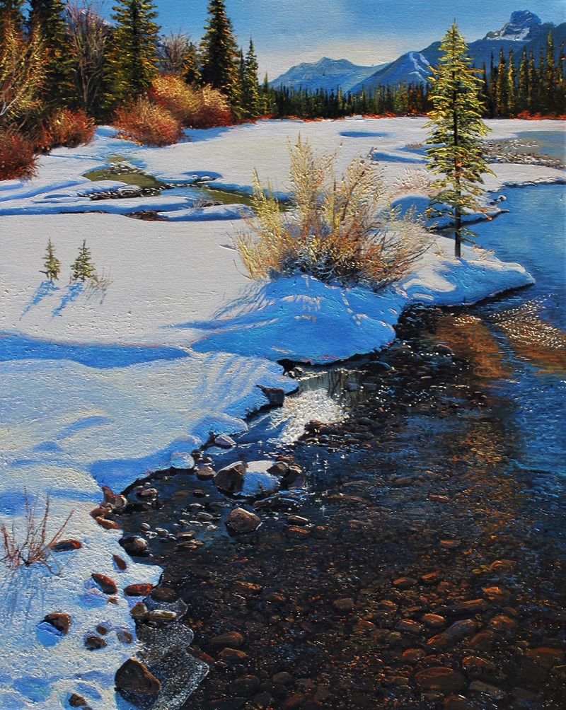February In Canmore Original Painting by Artists On Tour Artist Andrew Kiss