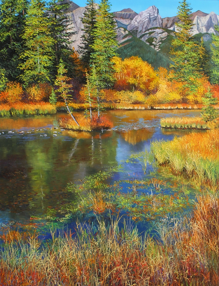 Policemans Creek Canmore Original Painting by Artists On Tour Artist Andrew Kiss