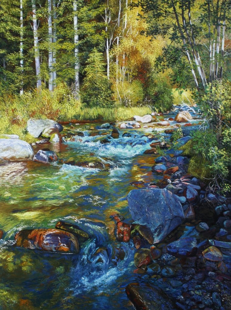 Shaded Stream (near radium) 36 x 48original oil painting on canvas by Artists On Tour Canadian artist Andrew Kiss