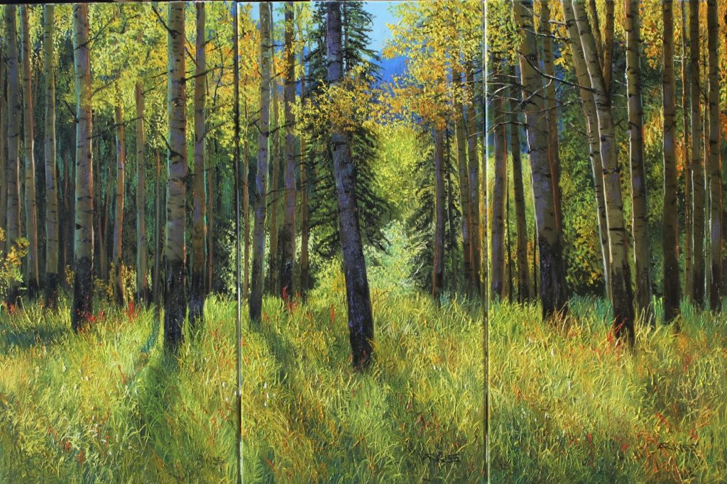 Summer Aspen original oil painting on canvas by Artists On Tour Canadian artist Andrew Kiss
