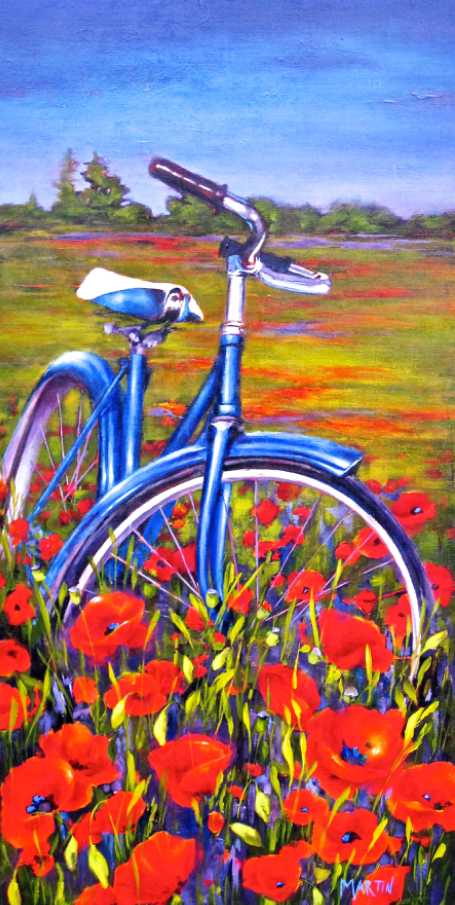Original Acrylic Bicycle Painting by Artist On Tour Artist Debra Martin