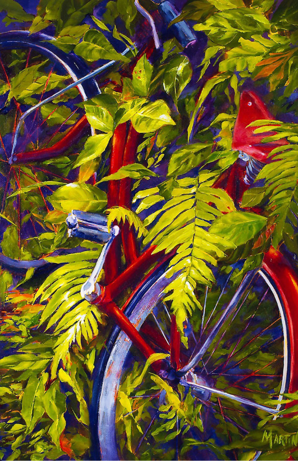 Original Acrylic Bicycle Painting by Artist On Tour Artist Debra Martin