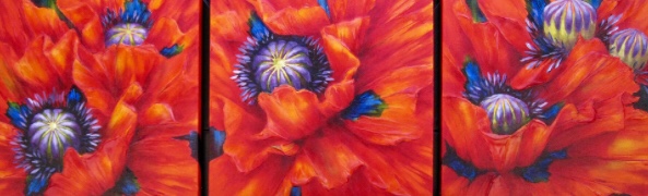 Original Acrylic poppy painting by Artist on Tour Artist Debra Martin