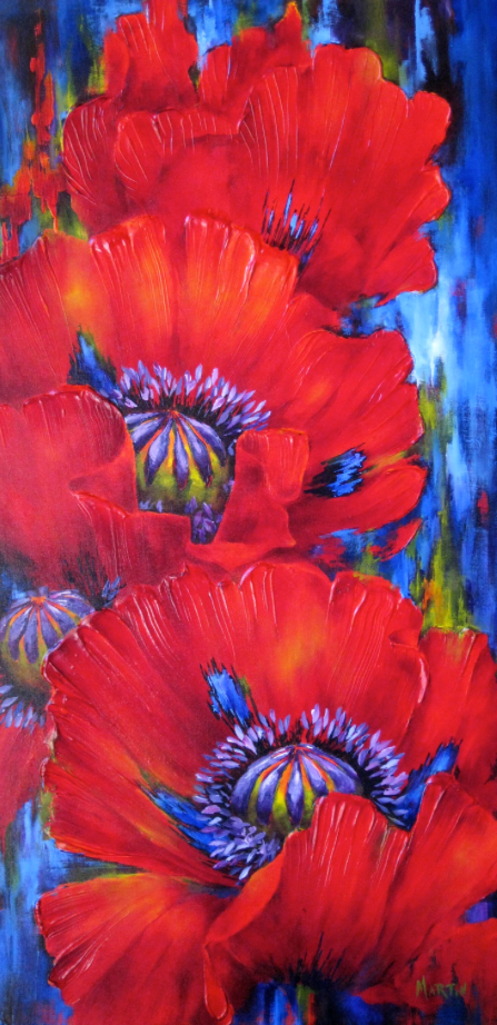 Original Acrylic poppy painting by Artist on Tour Artist Debra Martin