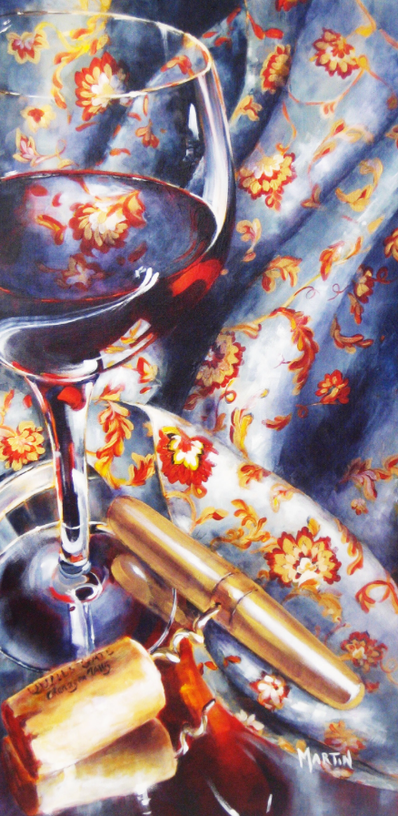 Original Acrylic Wine Series Painting by Artist On Tour artist Debra Martin