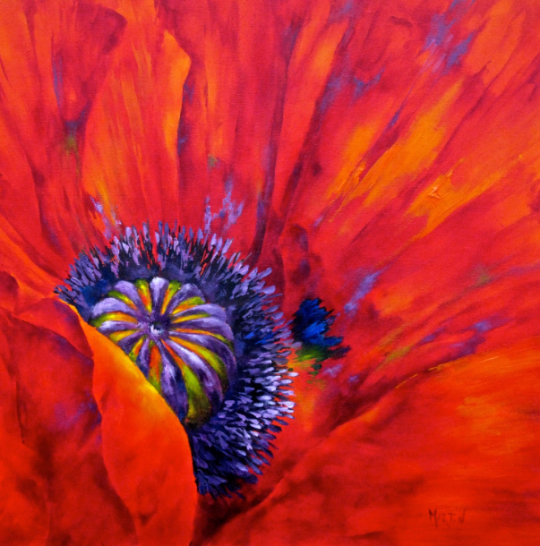 Original Acrylic poppy painting by Artist on Tour Artist Debra Martin