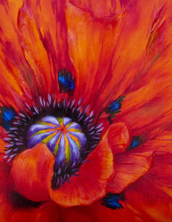 Original Acrylic poppy painting by Artist on Tour Artist Debra Martin