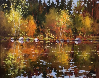 Fall Reflections original oil painting by Canadian artist Neil Patterson
