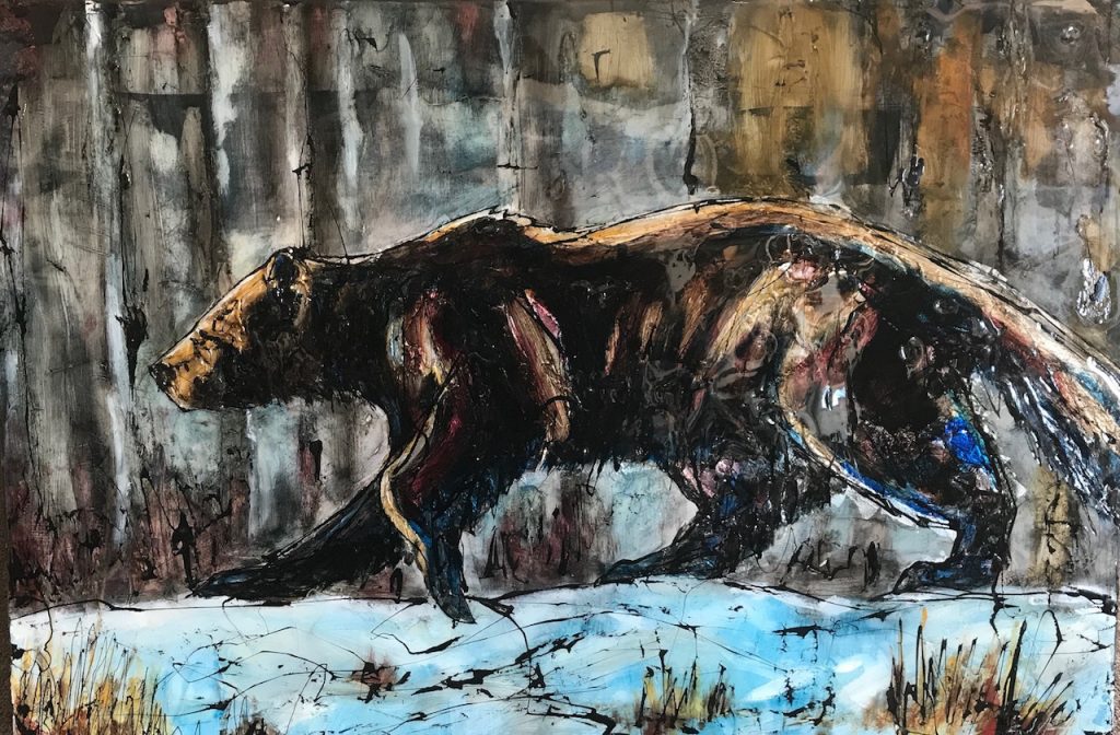 Alone and Free Wolverine original painting by Canadian artist David Zimmerman