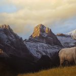Three Sisters elk original acrylic painting by Canadian artist Darren Haley