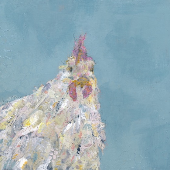 Janet Bradish 2019 Artists on tour Bragg Creek artist Pearl 8”X8” Acrylic mixed media on birch panel