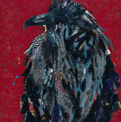 Janet Bradish 2019 Artists on tour Bragg Creek artist Odin 6”X6” Acrylic mixed media on birch panel