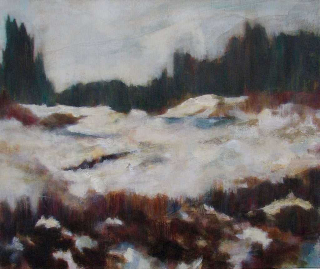 West Bragg Creek March Thaw 20x24 Acrylic mixed media on canvas