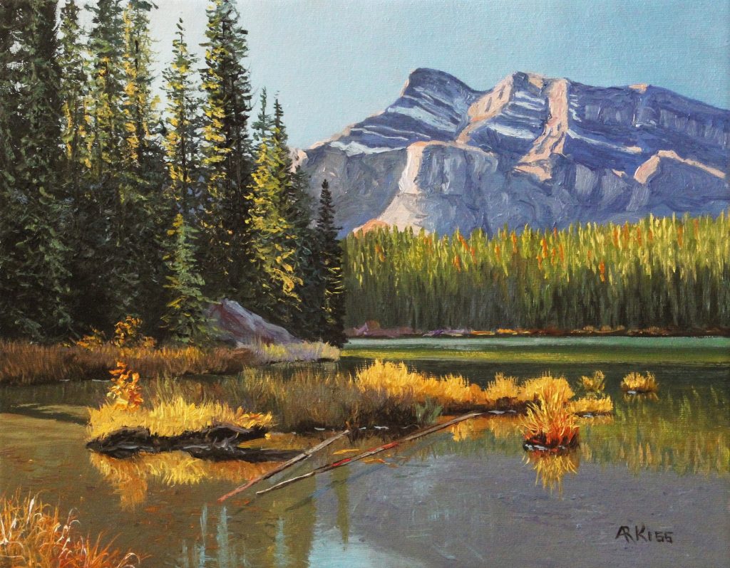 Two Jack Lake oil painting by Artists On Tour 2019 artist Andrew Kiss