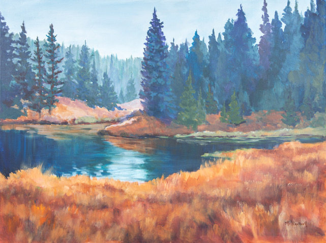 Marla Blackwell - Morning Fog, McLean Pond, 30 x 40, Acrylic
