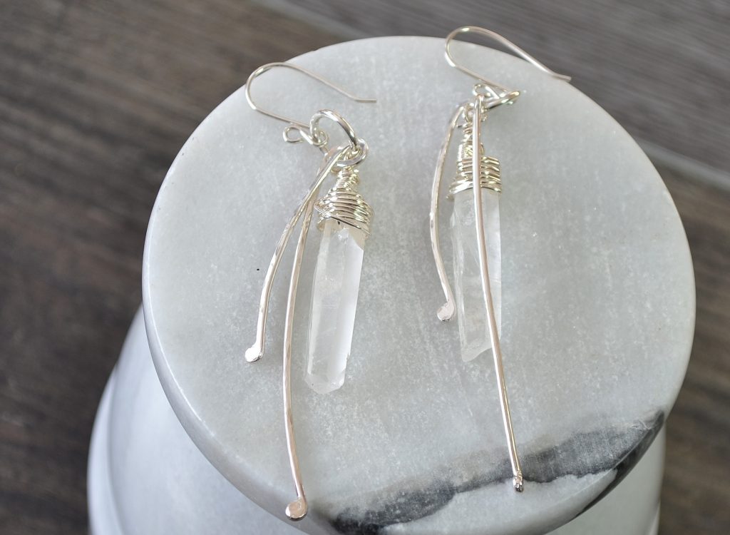 Nicole Martin of Stone Willow Jewellery Artists On Tour 2019 Bragg Creek Quartz Crystal Point Earrings